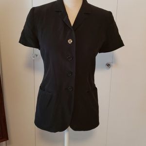 Black Short Sleeve Silk Jacket